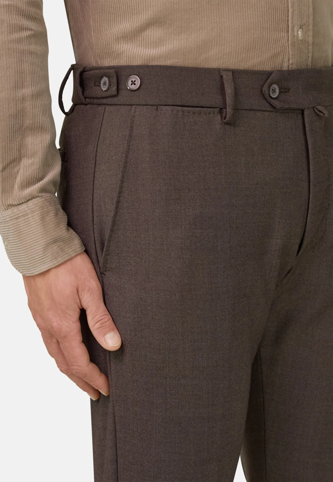 Boggi, Pantaloni In Flanella Elasticizzata, Uomo, Marrone, Taglia: 54 - immagine 3