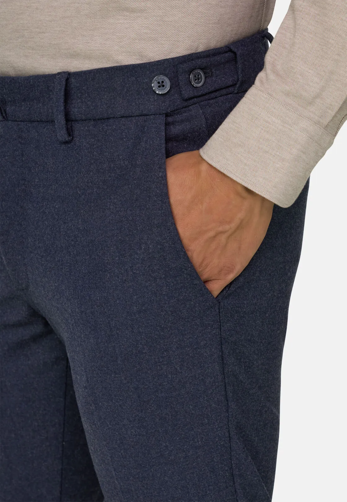 Boggi, Pantaloni In Flanella Elasticizzata, Uomo, Navy, Taglia: 44 - immagine 3