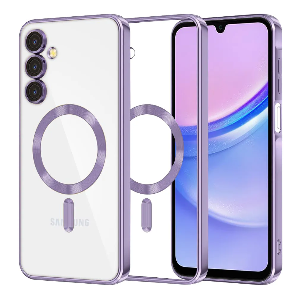Custodia MagSafe per Samsung Galaxy A15 5G A156 / A15 A155, Techsuit, Luxury Crystal, Viola Chiaro - immagine 1