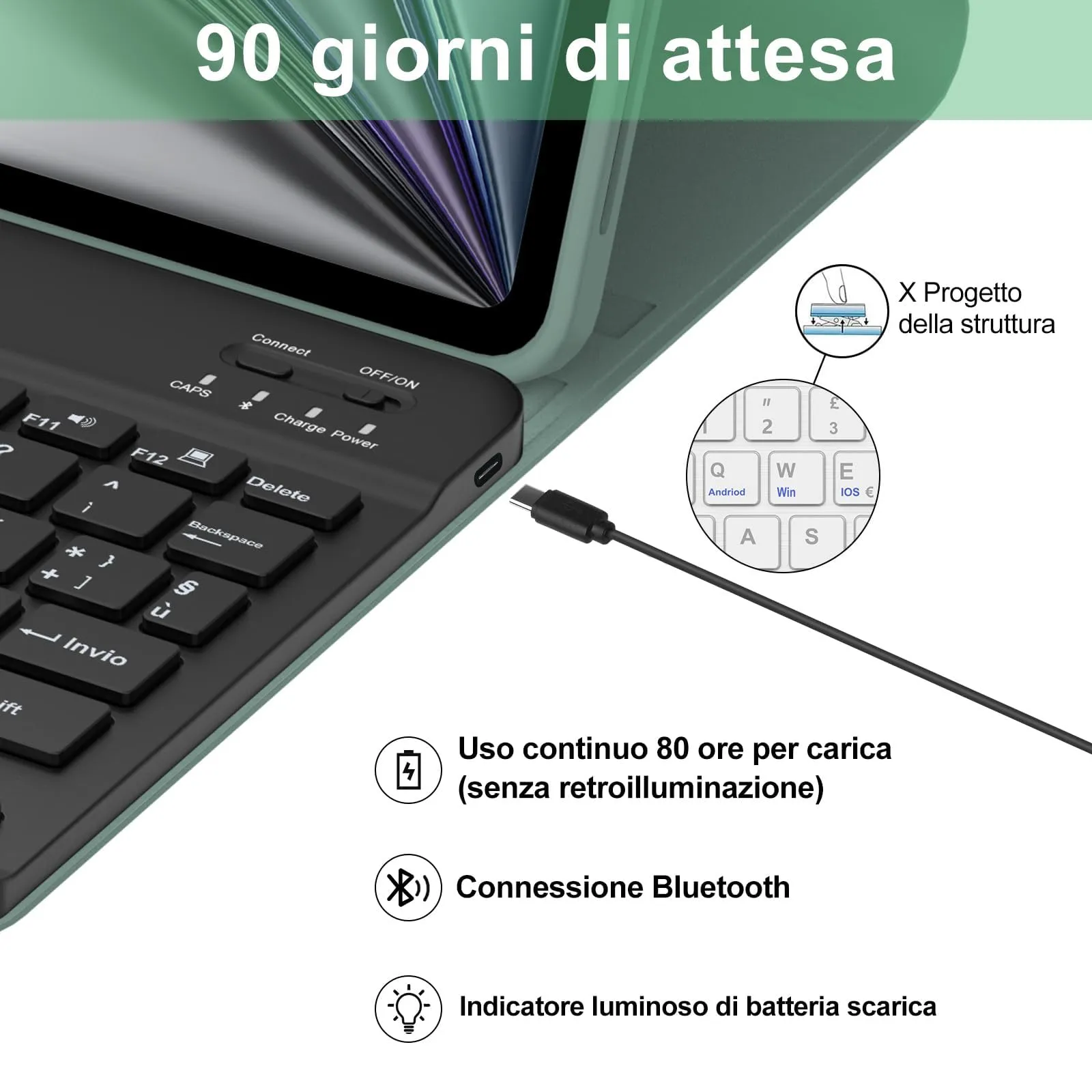 Cover Tastiera per iPad Air 11 M4 2026/M3 2025/M2 2024 11 Pollici - immagine 4