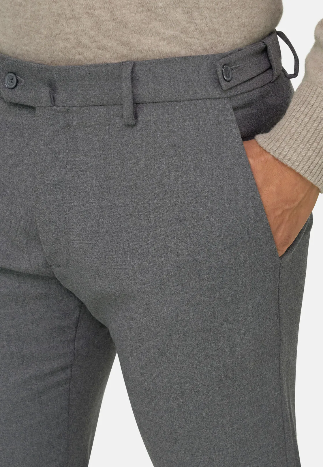 Boggi, Pantaloni In Flanella Elasticizzata, Uomo, Grigio, Taglia: 58 - immagine 3