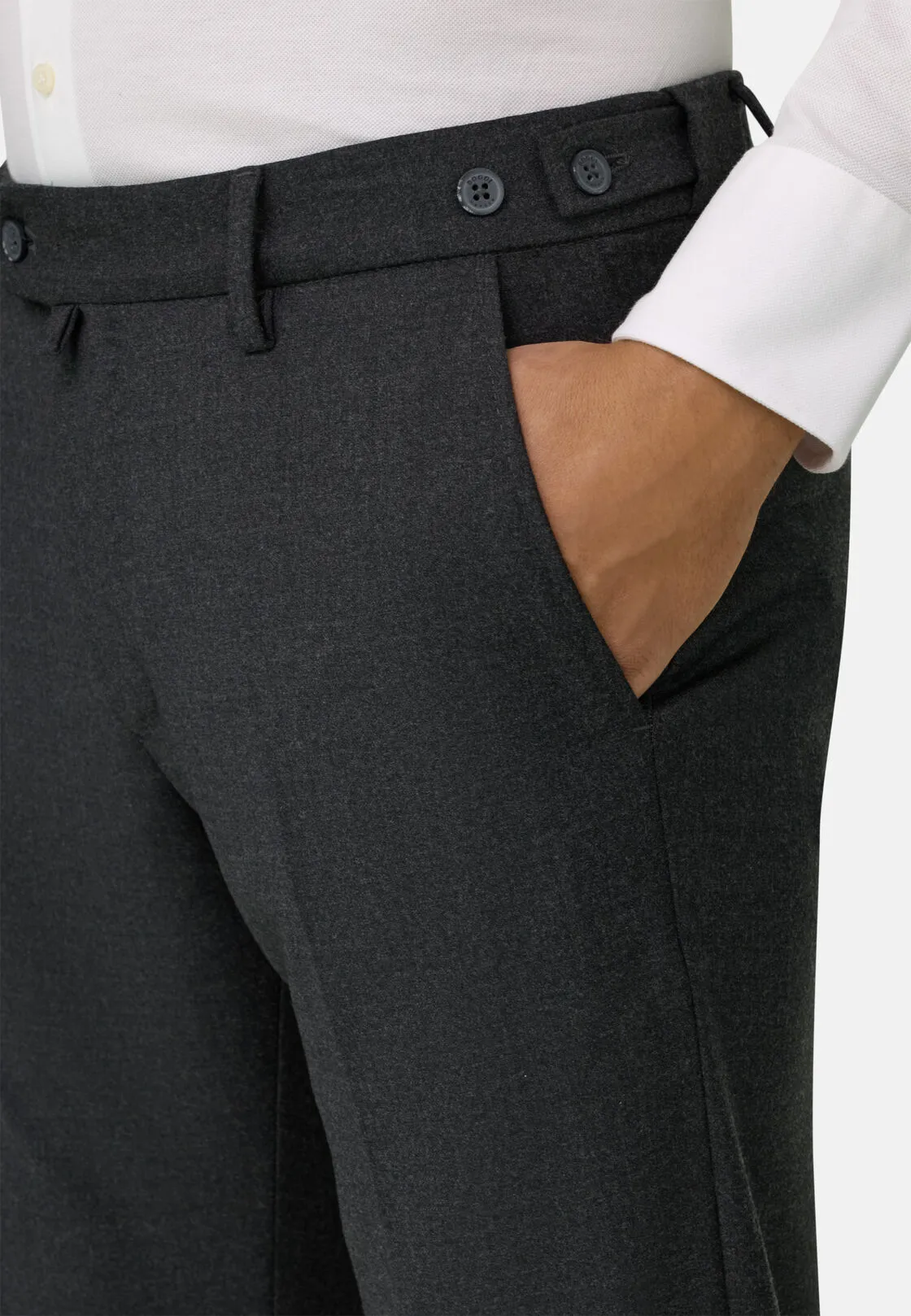 Boggi, Pantaloni In Flanella Elasticizzata, Uomo, Grigio scuro, Taglia: 44 - immagine 3