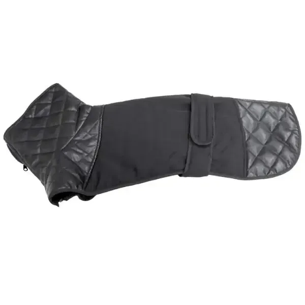 Cappotto per cani Greyhound Leather Croci Misura 70 cm Nero con dettagli in simil pelle - immagine 1