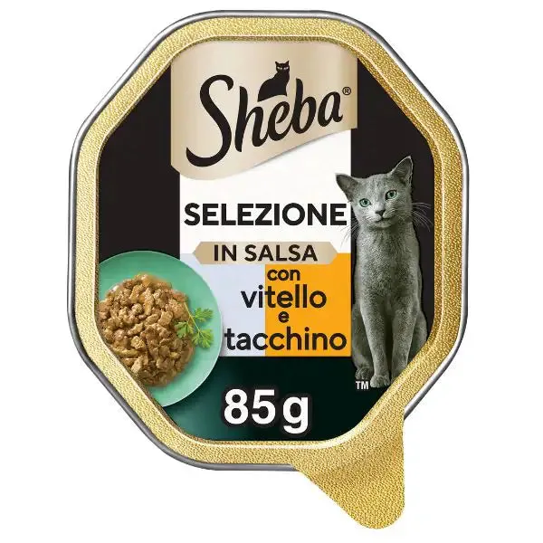 Sheba Selezione in salsa 85gr Vitello e tacchino - confezione da 22 pezzi - Cibo umido per gatti - immagine 1