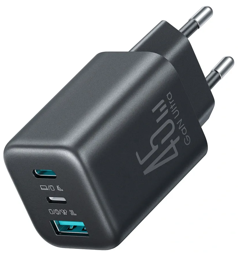 Caricatore da rete Joyroom JR-TO1, 45W, 3A, 1 x Lightning - 1 x USB-A - 1 x USB-C, Nero - immagine 1