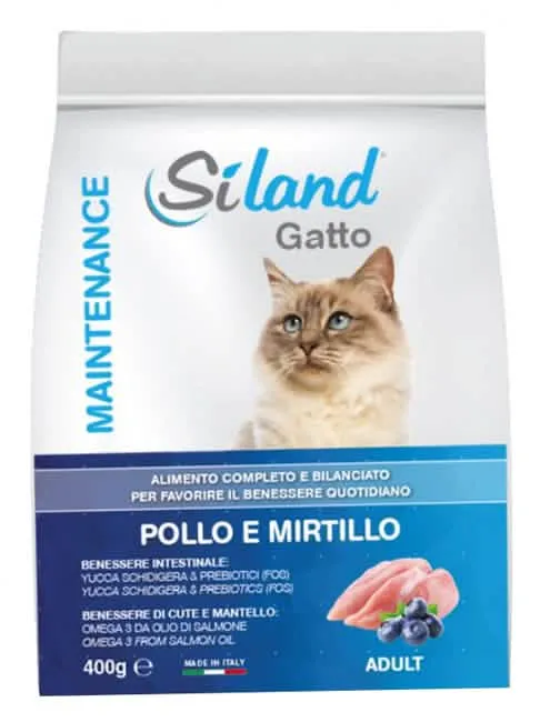 Siland gatto adulto mantenimento pollo mirtillo 400 g - immagine 1