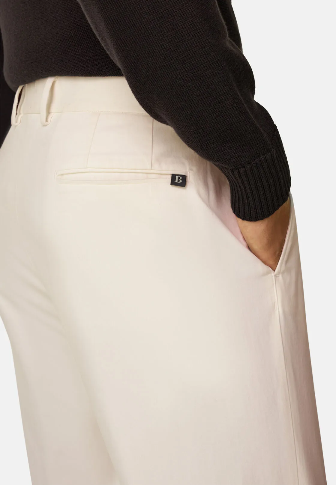 Boggi, Pantaloni In Cotone Elasticizzato, Uomo, Offwhite, Taglia: 56 - immagine 3