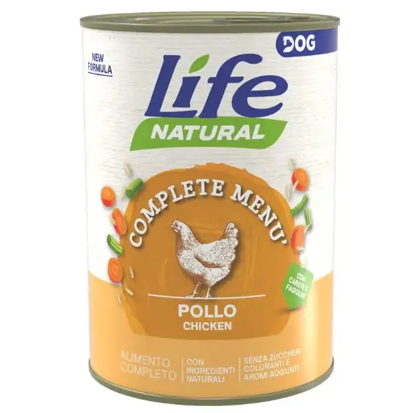 Life Dog Complete Menu umido per cani 400 gr Pollo a pezzettoni - confezione da 6 pezzi - Cibo umido per cani - immagine 1