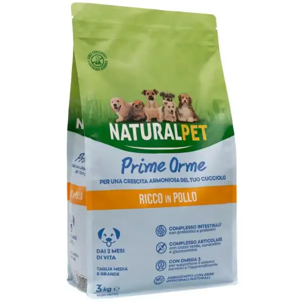 NaturalPet Puppy Prime Orme Medium/Large Pollo 3 kg - Crocchette naturali cane - immagine 1