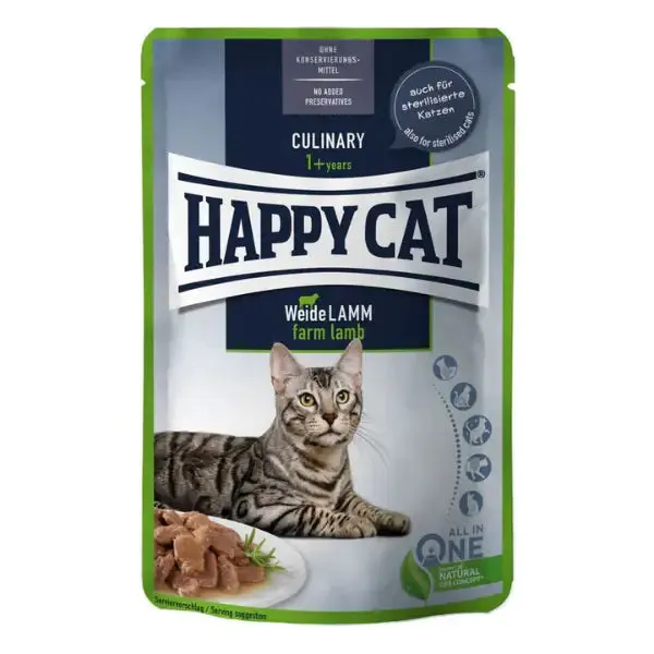 Happy Cat Adult Culinary bocconi in salsa 85 gr Agnello - confezione da 24 pezzi - Cibo umido per gatti - immagine 1