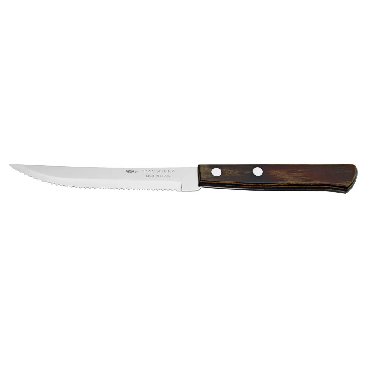 12x VEGA Coltello per pizza e bistecca Picanha; 21.5 cm (L); argento, manico marrone; 12 pz. / Pacco - immagine 1