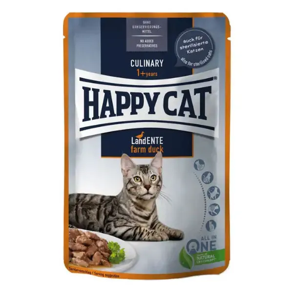 Happy Cat Adult Culinary bocconi in salsa 85 gr Anatra - confezione da 24 pezzi - Cibo umido per gatti - immagine 1