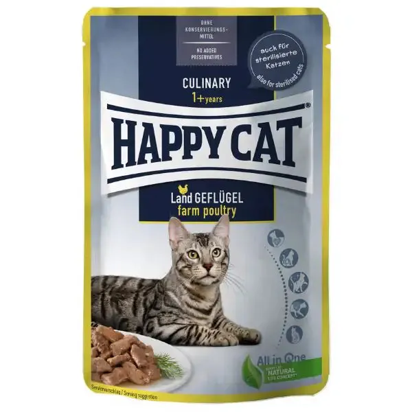 Happy Cat Adult Culinary bocconi in salsa 85 gr Pollo - confezione da 24 pezzi - Cibo umido per gatti - immagine 1