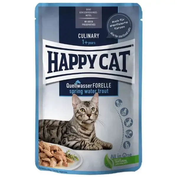 Happy Cat Adult Culinary bocconi in salsa 85 gr Trota - confezione da 24 pezzi - Cibo umido per gatti - immagine 1