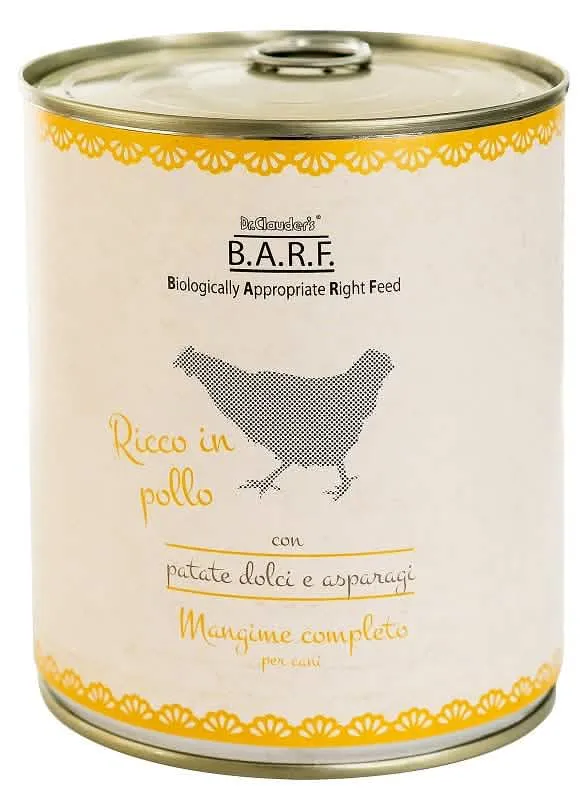 Barf cane trito di pollo con patate dolci e asparagi 800 g - immagine 1