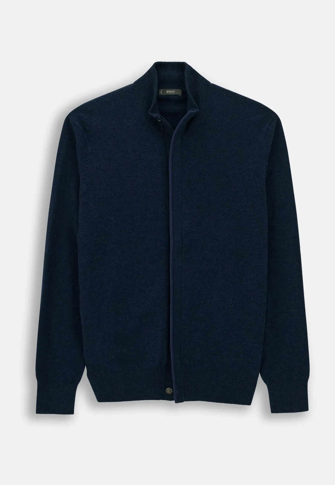 Boggi, Lupetto Full Zip In Lana Cashmere Melange, Uomo, Navy, Taglia: S - immagine 5
