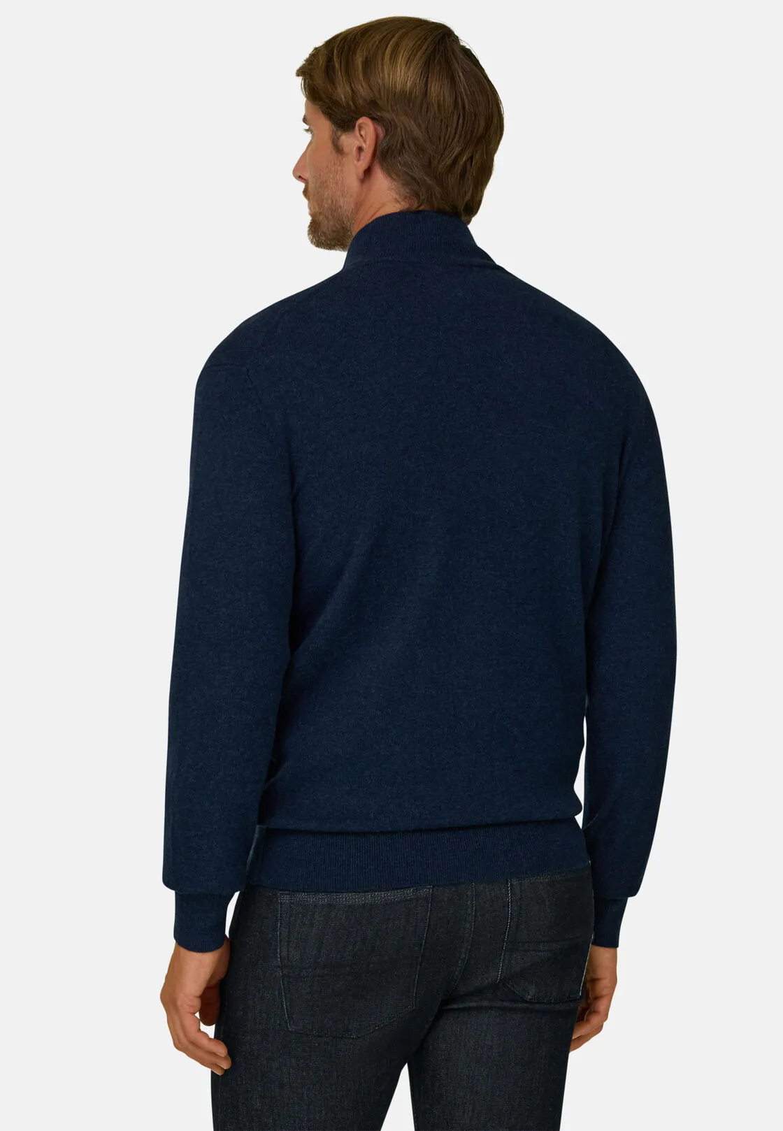 Boggi, Lupetto Full Zip In Lana Cashmere Melange, Uomo, Navy, Taglia: XXL - immagine 4