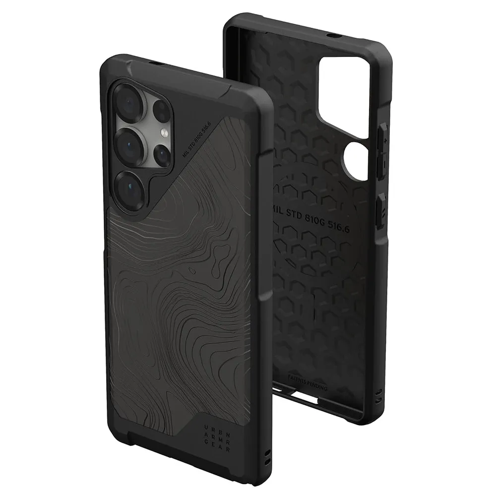 Custodia MagSafe per Samsung Galaxy S25 Ultra S938, Urban Armor Gear, Metropolis LT Topography, Nera - immagine 1