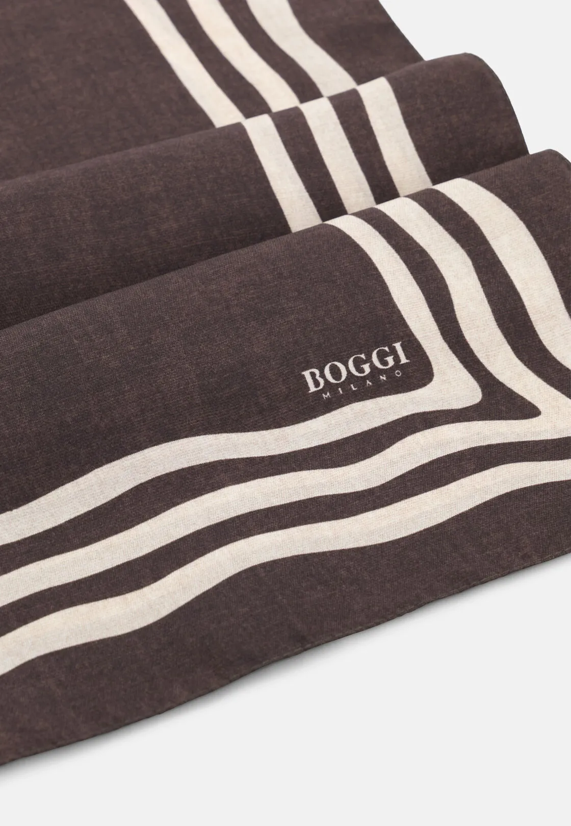 Boggi, Bandana Stampa Motivo Cornice In Seta, Uomo, Marrone scuro - immagine 3