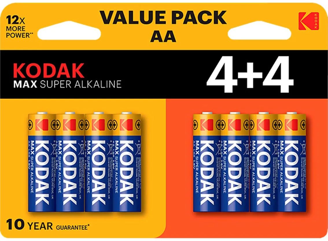 Batteria Kodak Max Super, AA / LR6, Set da 8 pezzi - immagine 1