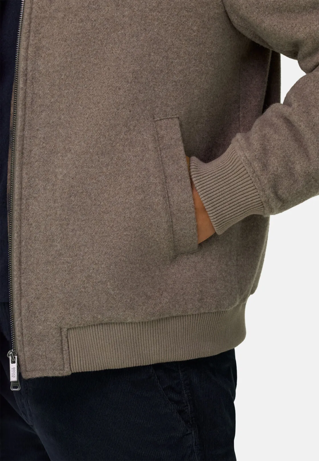 Boggi, Bomber In Misto Lana, Uomo, Beige, Taglia: XL - immagine 5