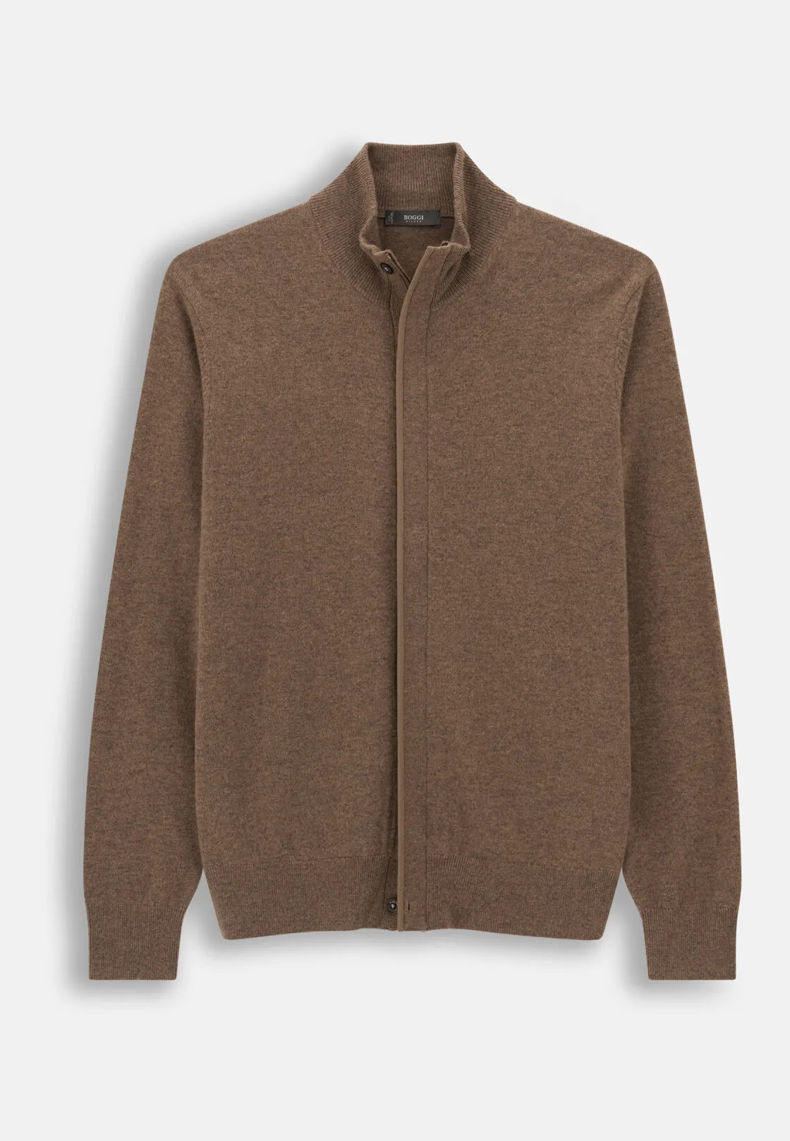 Boggi, Lupetto Full Zip In Lana Cashmere Melange, Uomo, Marrone, Taglia: XL - immagine 5