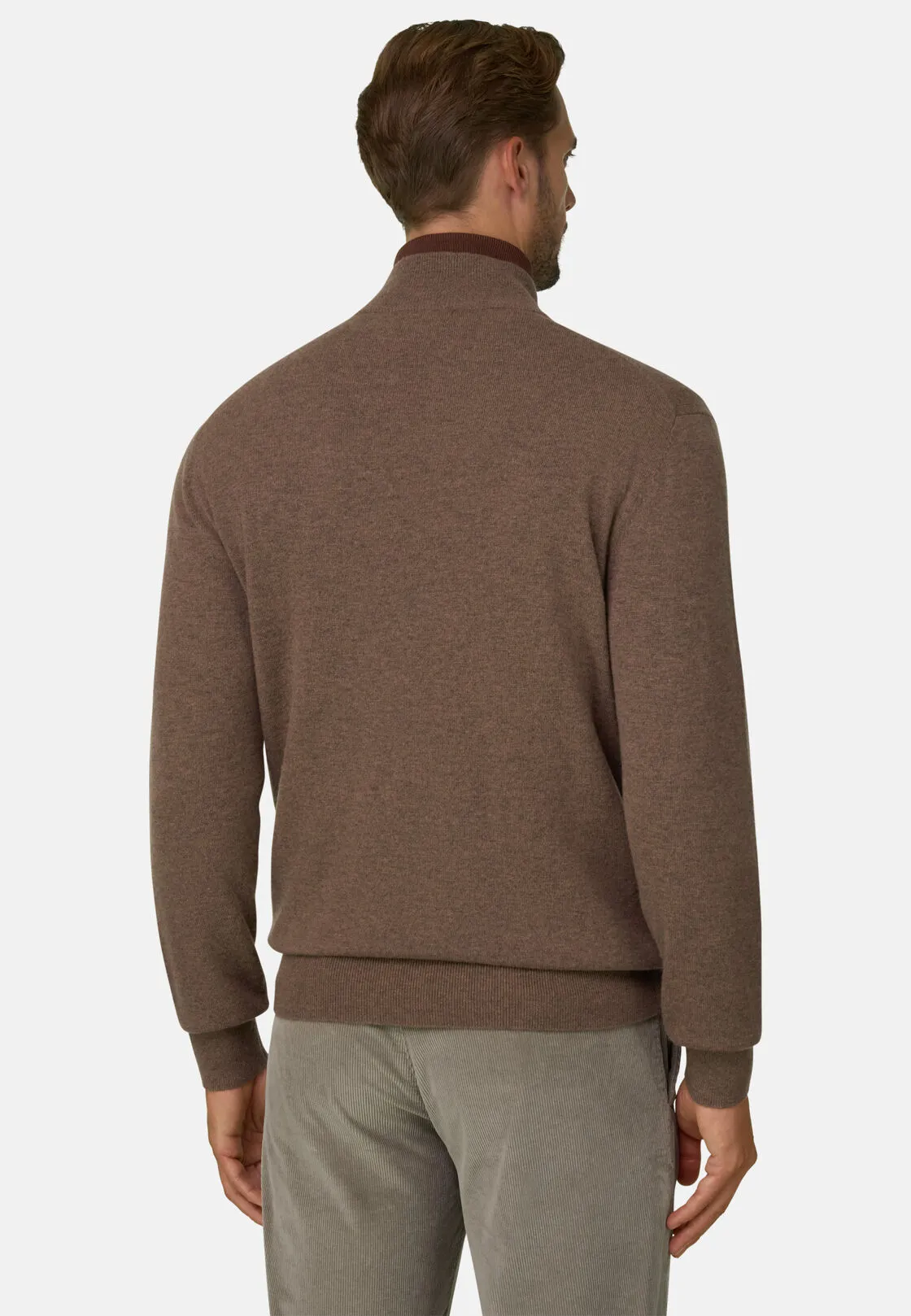 Boggi, Lupetto Full Zip In Lana Cashmere Melange, Uomo, Marrone, Taglia: XXL - immagine 4