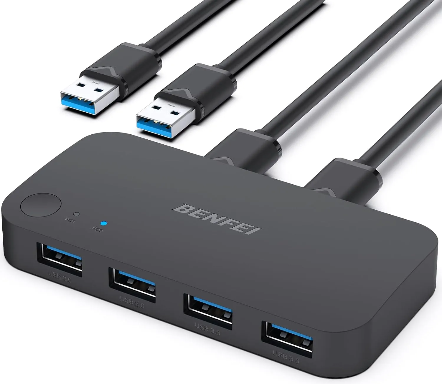 Switch USB Benfei, 4 x USB-A 3.0, Nero - immagine 1