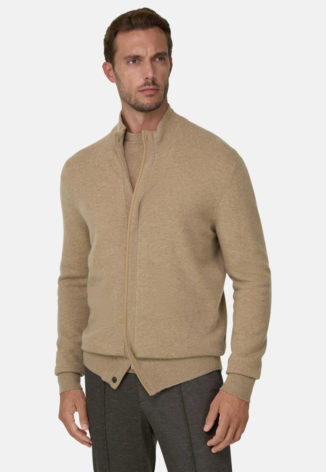 Boggi, Lupetto Full Zip In Lana Cashmere Melange, Uomo, , Taglia: XL - immagine 1