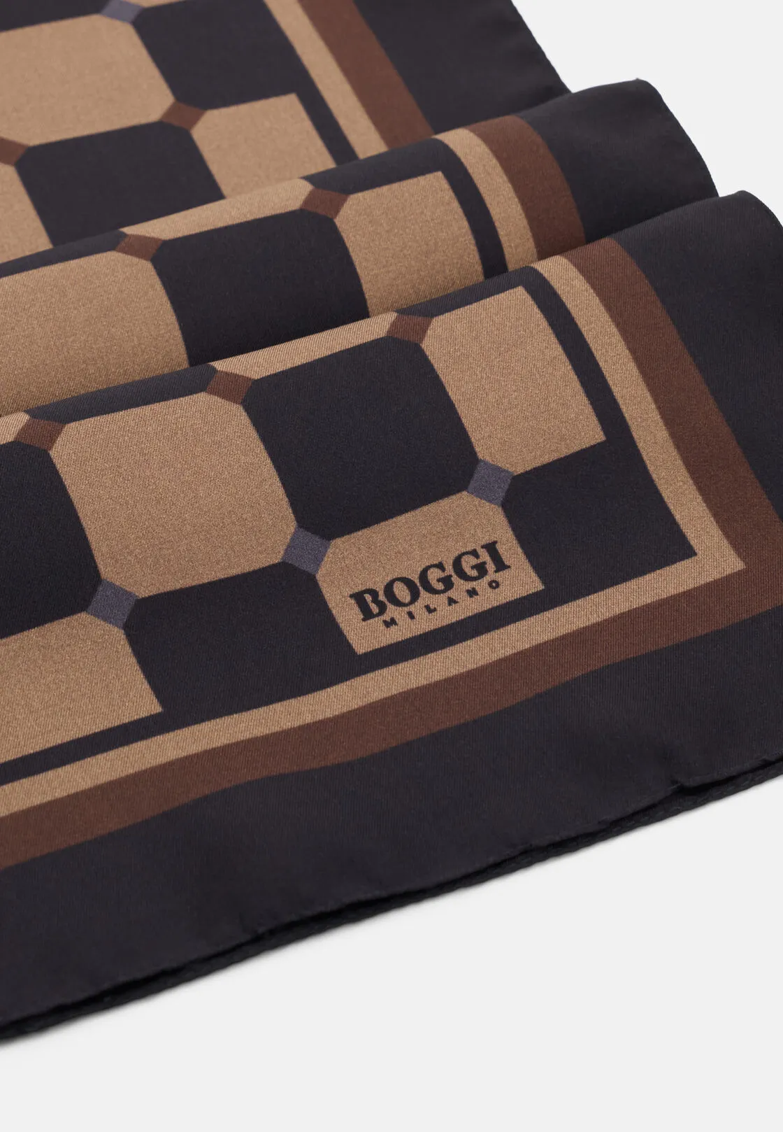 Boggi, Bandana Stampa Geometrica In Seta, Uomo, Nero - immagine 3