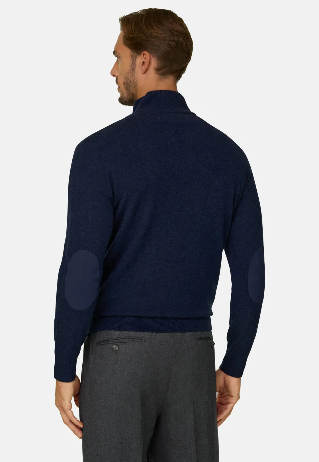 Boggi, Lupetto Mezza Zip In Lana Cashmere Melange, Uomo, Navy, Taglia: S - immagine 4
