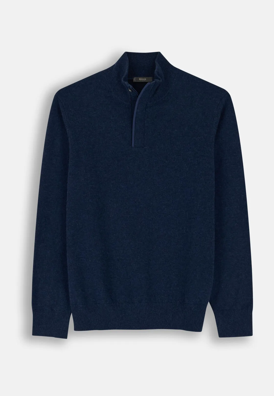 Boggi, Lupetto Mezza Zip In Lana Cashmere Melange, Uomo, Navy, Taglia: S - immagine 5