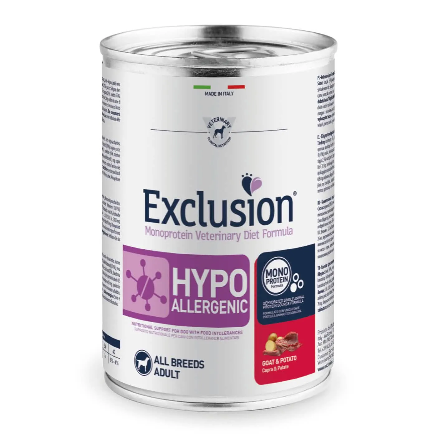 Exclusion monoprotein veterinary diet formula hypoallergenic goat and potato all breeds 400 g - immagine 1