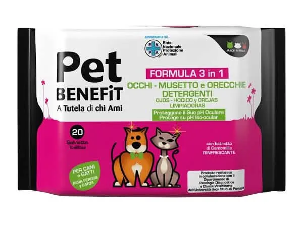 Pet benefit salviette occhi/musetto/orecchie 20 pezzi - immagine 1