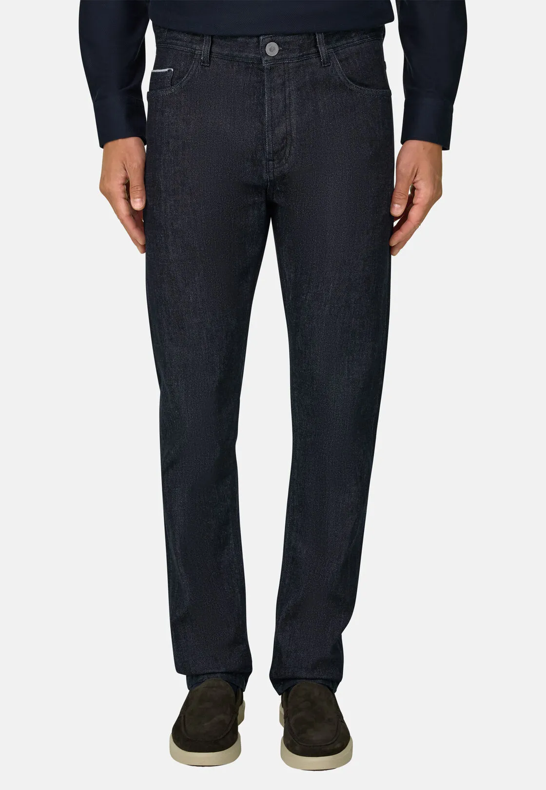 Boggi, Jeans In Denim Di Cotone Cimosato Blu Scuro, Uomo, Blu Scuro, Taglia: 32 - immagine 1