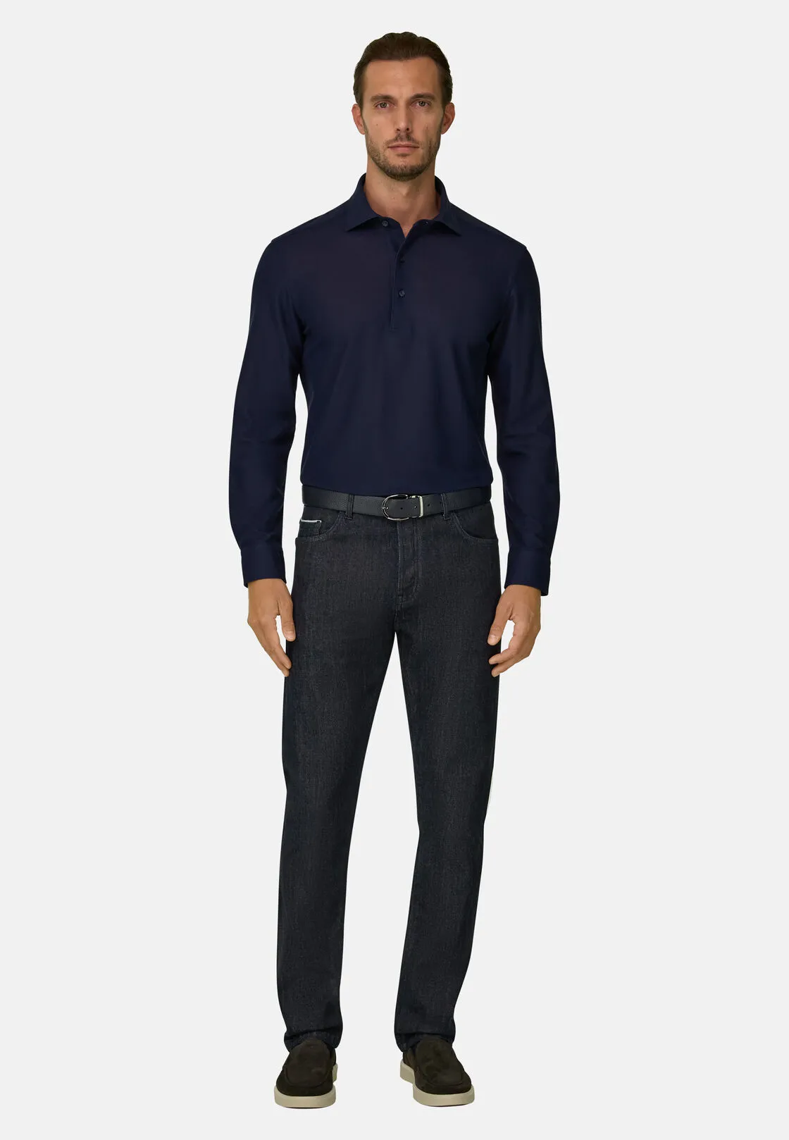 Boggi, Jeans In Denim Di Cotone Cimosato Blu Scuro, Uomo, Blu Scuro, Taglia: 32 - immagine 2