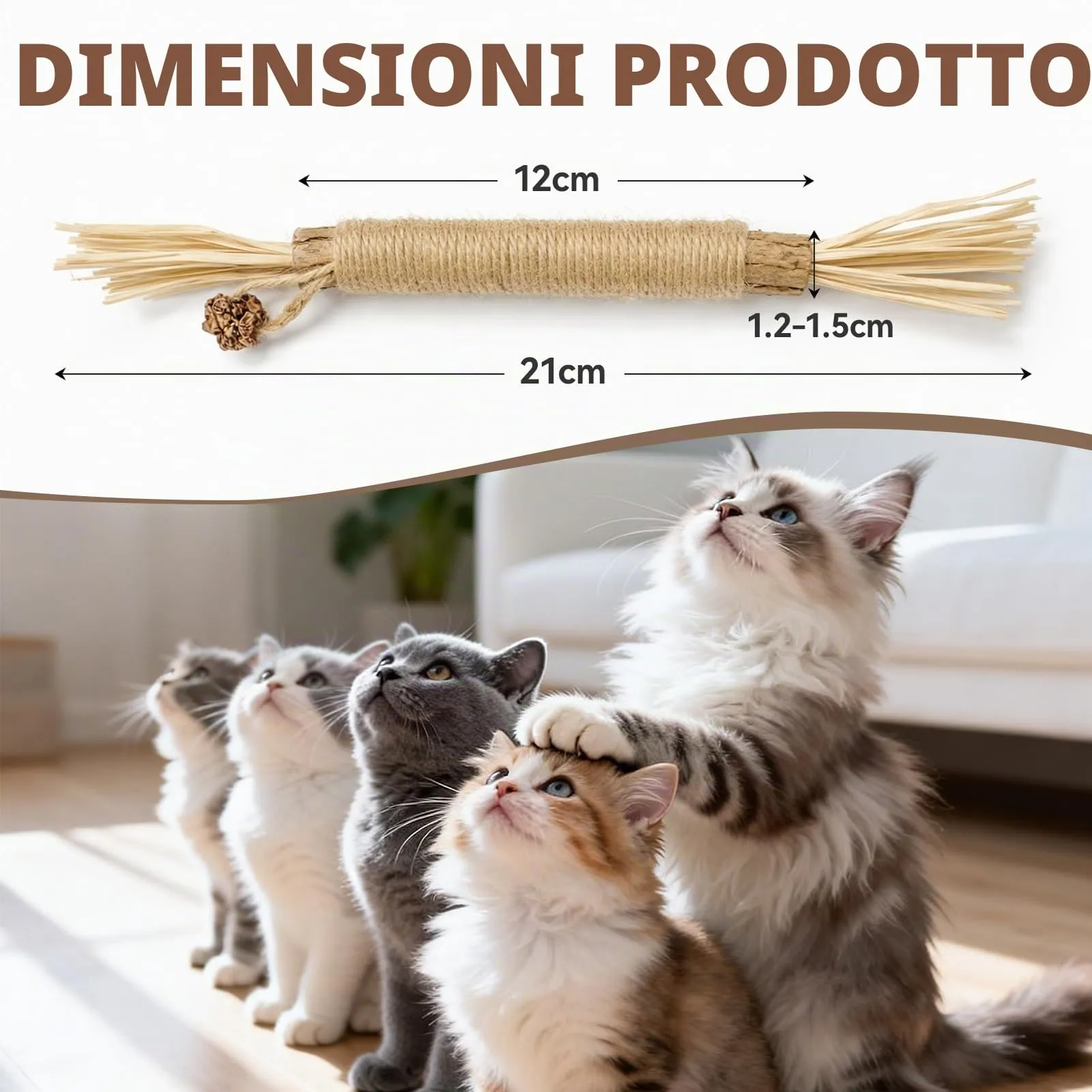 YISCOKO 3PCS Bastoncini di Silvervine da masticare per gatti, giocattoli con catnip per la pulizia dei denti, giocattoli per gatti d'interno e gattini per la dentizione e lo stress, regali di Natale e - immagine 2