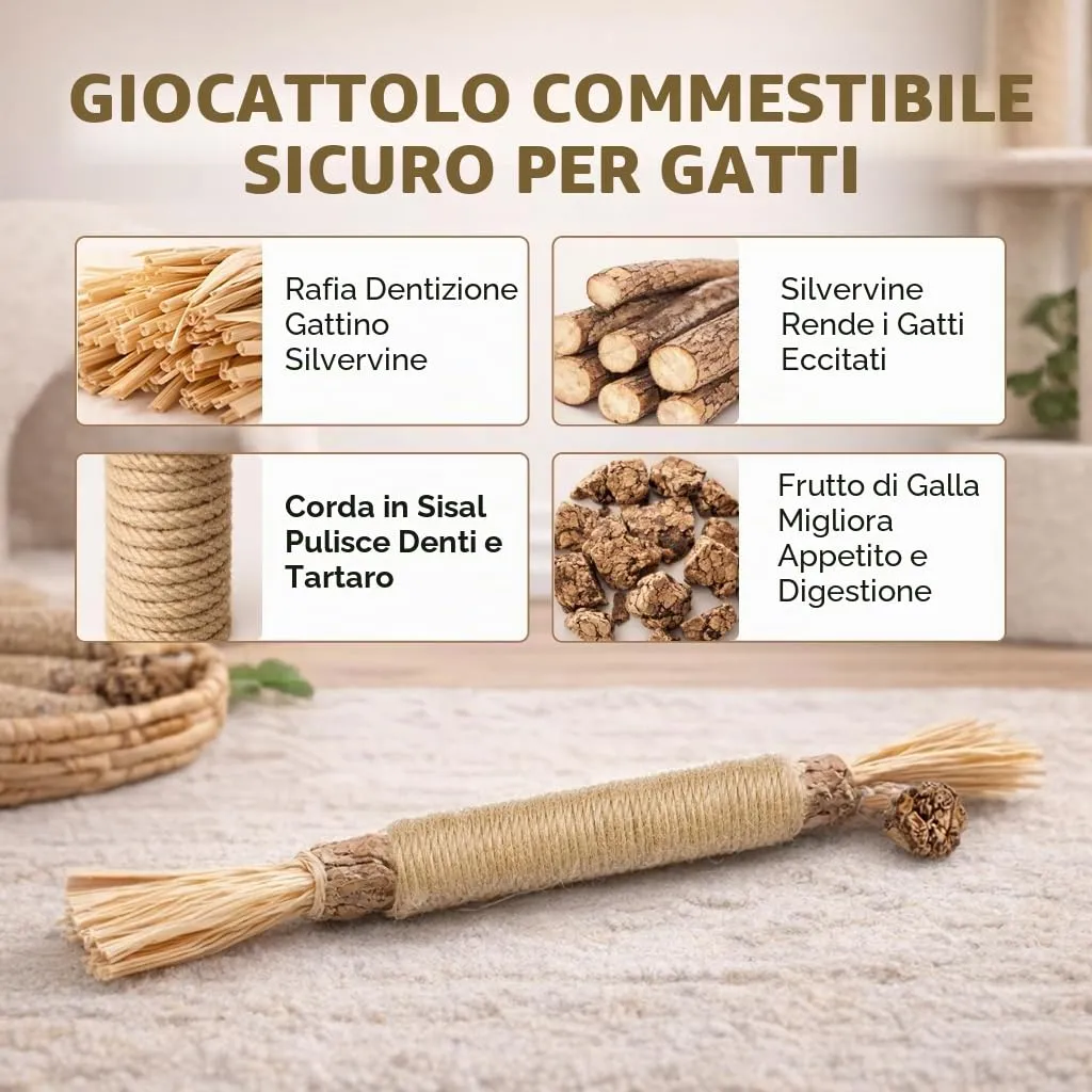 YISCOKO 3PCS Bastoncini di Silvervine da masticare per gatti, giocattoli con catnip per la pulizia dei denti, giocattoli per gatti d'interno e gattini per la dentizione e lo stress, regali di Natale e - immagine 3