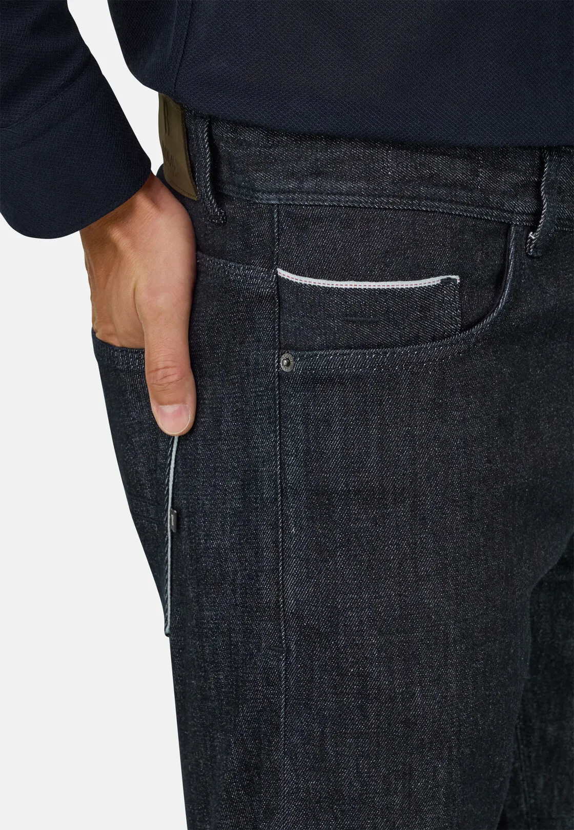 Boggi, Jeans In Denim Di Cotone Cimosato Blu Scuro, Uomo, Blu Scuro, Taglia: 38 - immagine 3
