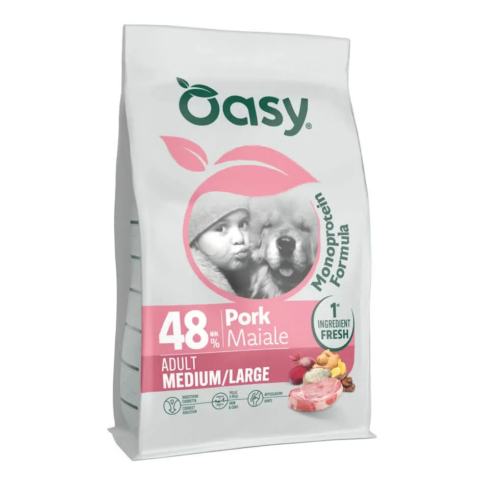 Oasy dry dog monoprotein adult medium/large maiale 2 kg - immagine 1
