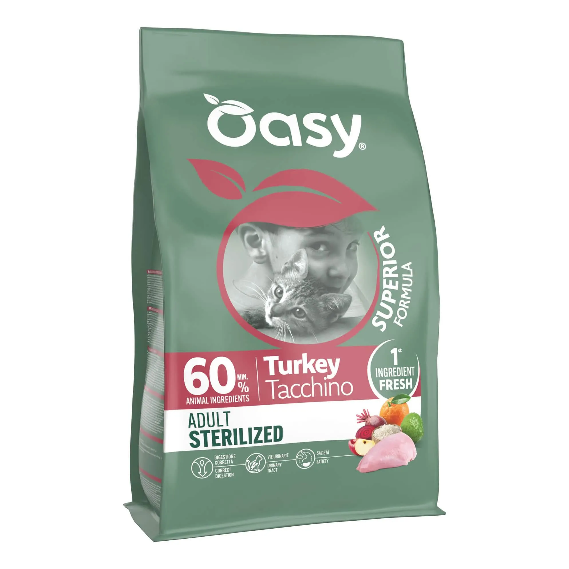 Oasy dry cat superior adult sterilized tacchino 300 g - immagine 1