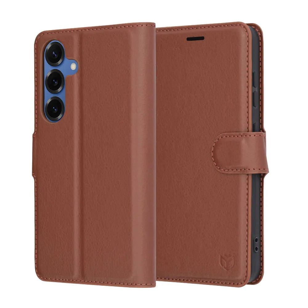 Custodia per Samsung Galaxy S25 S931, Techsuit, Leather Folio, Marrone - immagine 1