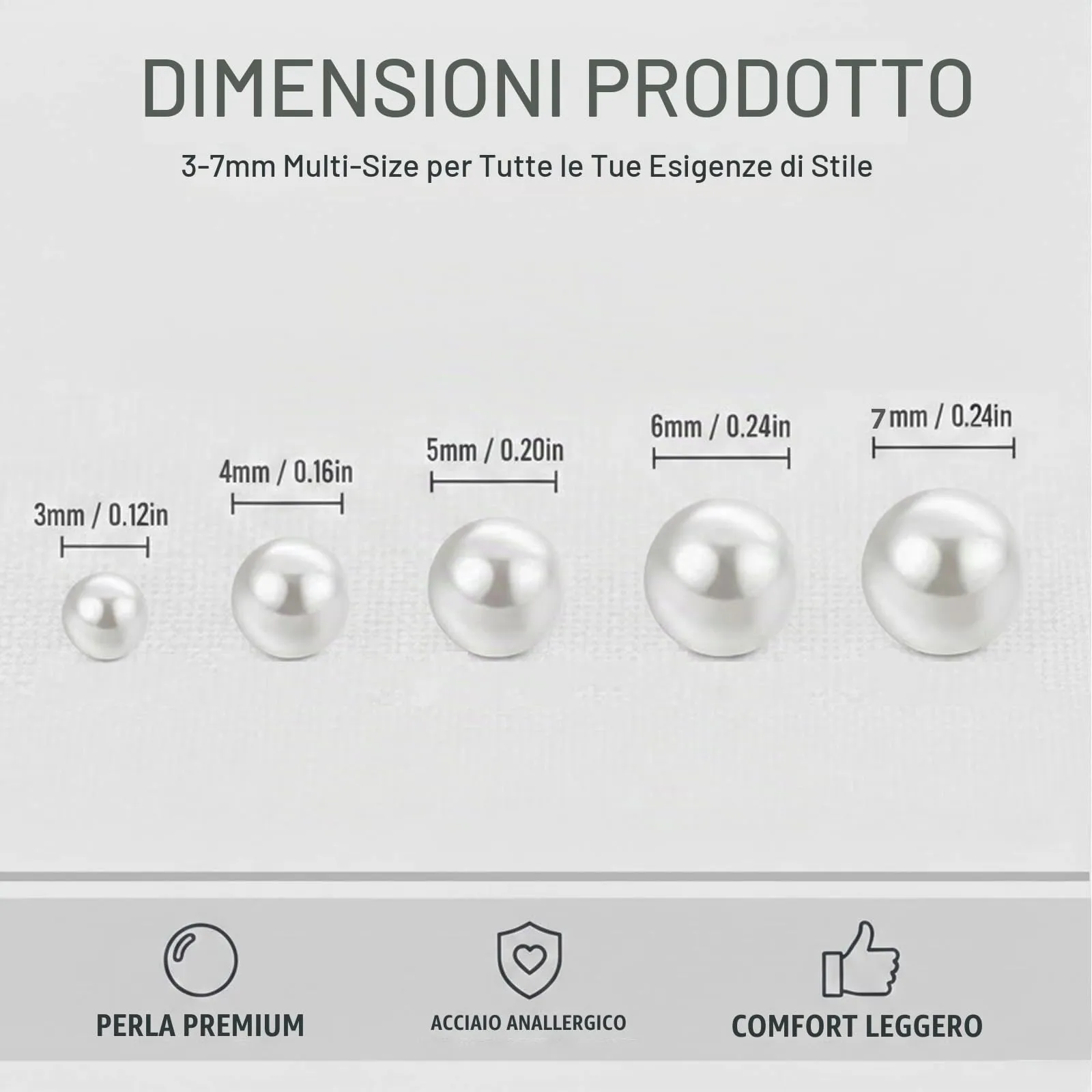 BLPRKOT 5 Pezzi Perline Argento 925, Orecchini di Perle da Donna - Orecchini di Perle Sfera Rotonda,IpoallergeniGioielli,Taglie Miste 3mm /4mm / 5mm / 6mm/ 7mm - immagine 4