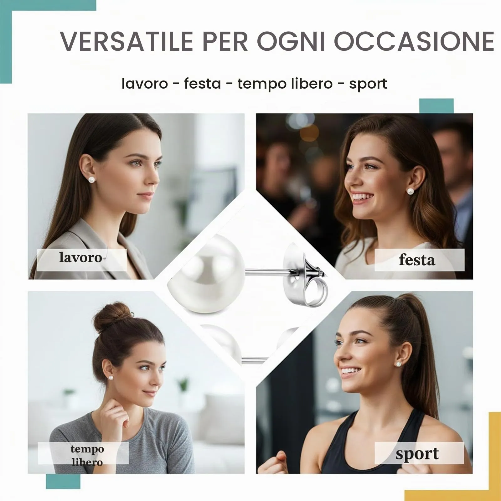 BLPRKOT 5 Pezzi Perline Argento 925, Orecchini di Perle da Donna - Orecchini di Perle Sfera Rotonda,IpoallergeniGioielli,Taglie Miste 3mm /4mm / 5mm / 6mm/ 7mm - immagine 6