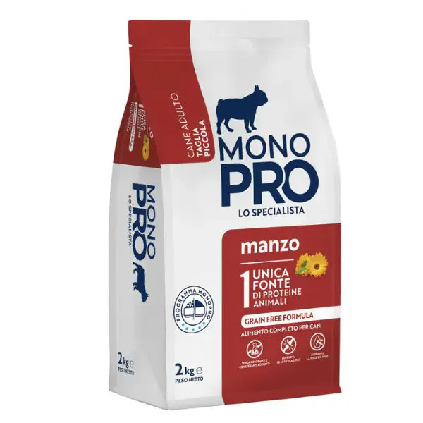 Monopro lo specialista Adult Mini Grain Free Manzo 2 kg - Crocchette monoproteiche cane - immagine 1