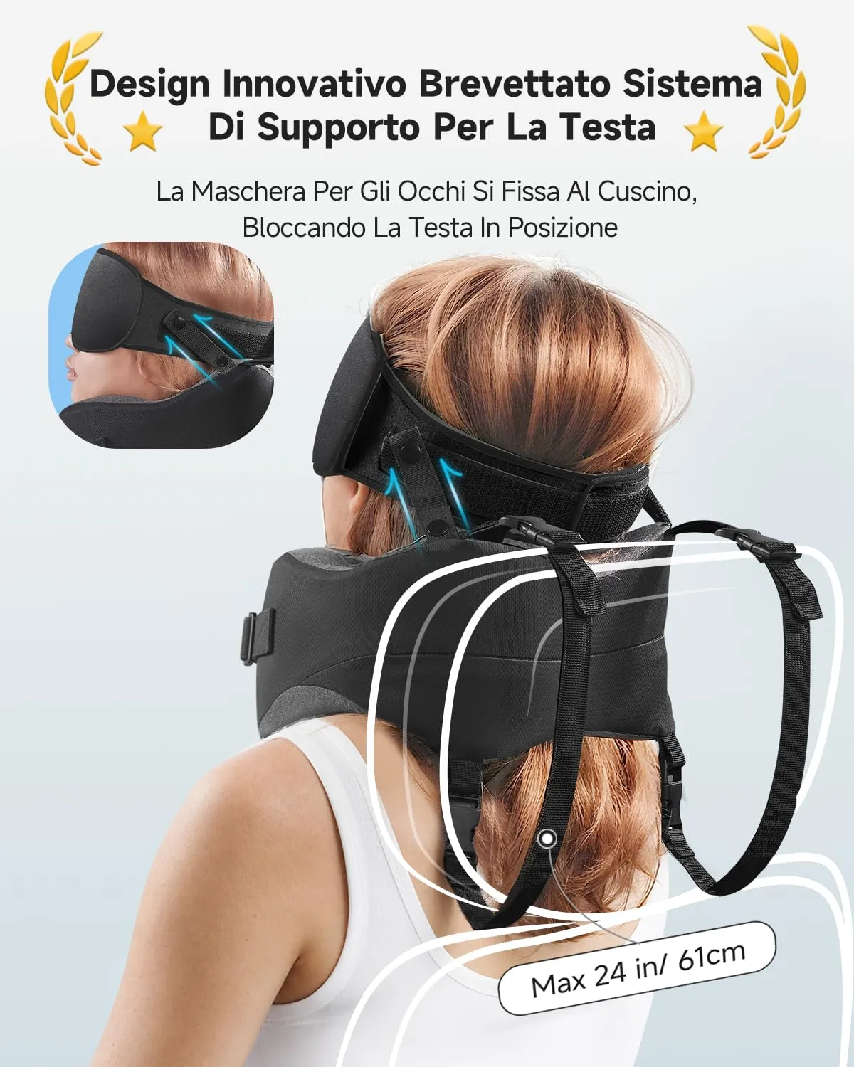 Umisleep Cuscino da Viaggio Aereo, Supporto 360° Cuscino Cervicale, Nero - immagine 3