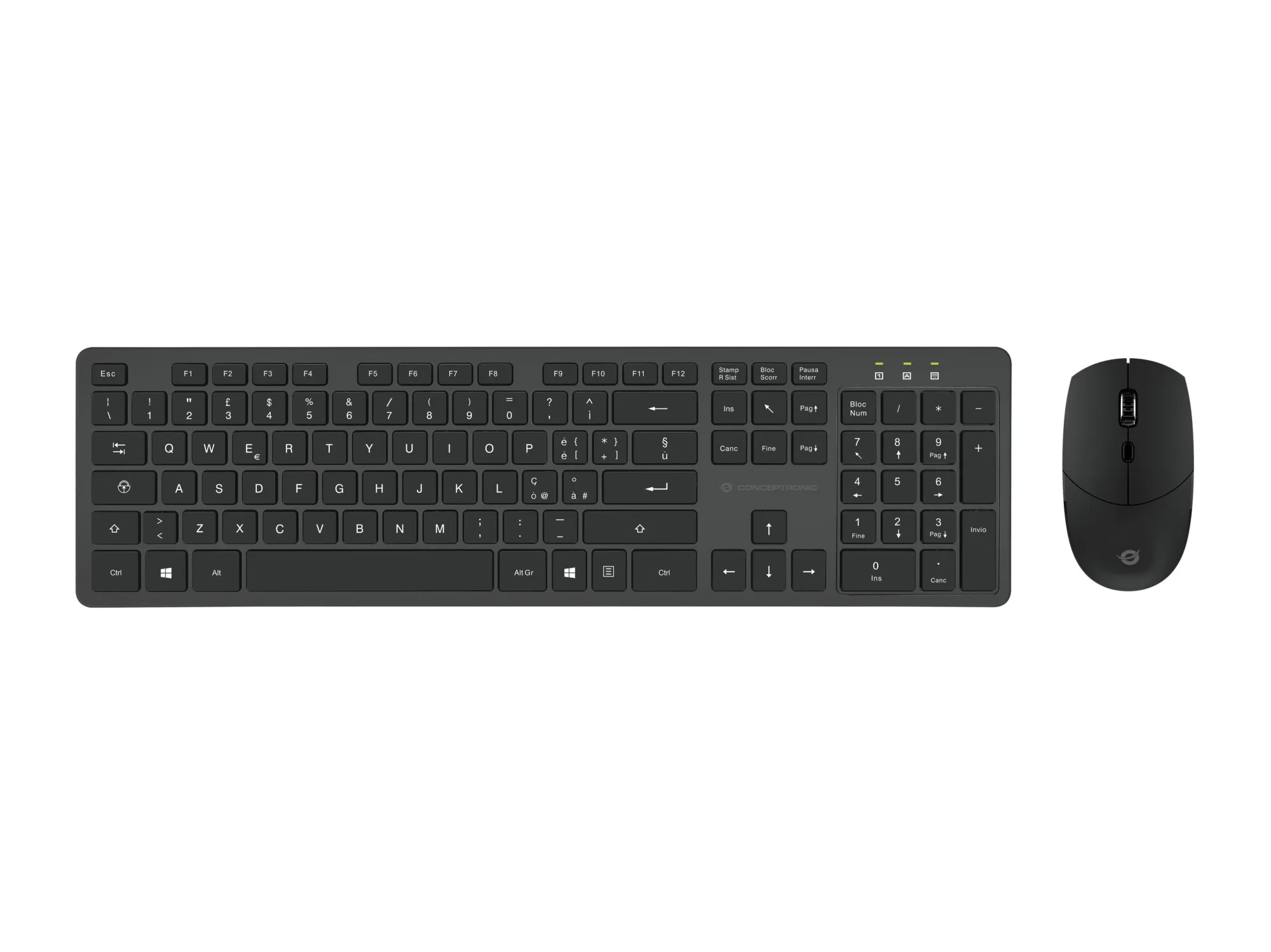 Tastiera+Mouse Wireless Bk 1600 Dpi 105 Tasti - immagine 1
