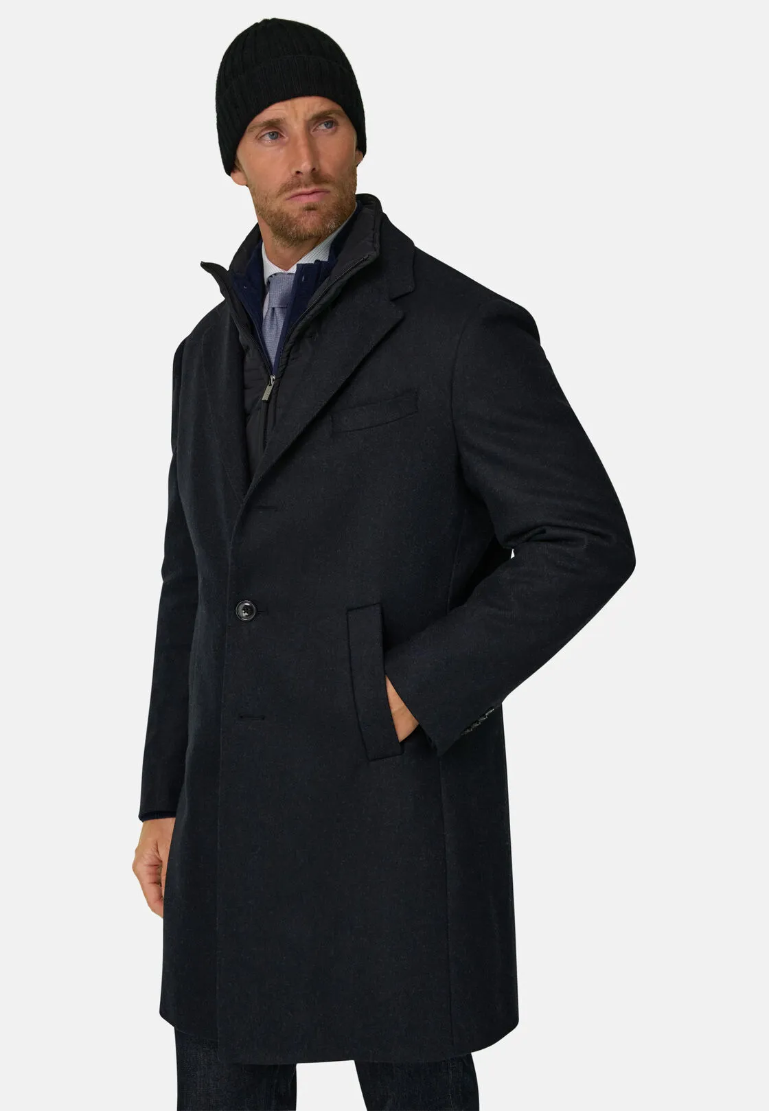 Boggi, Cappotto In Lana Con Pettorina, Uomo, Navy, Taglia: 58 - immagine 1