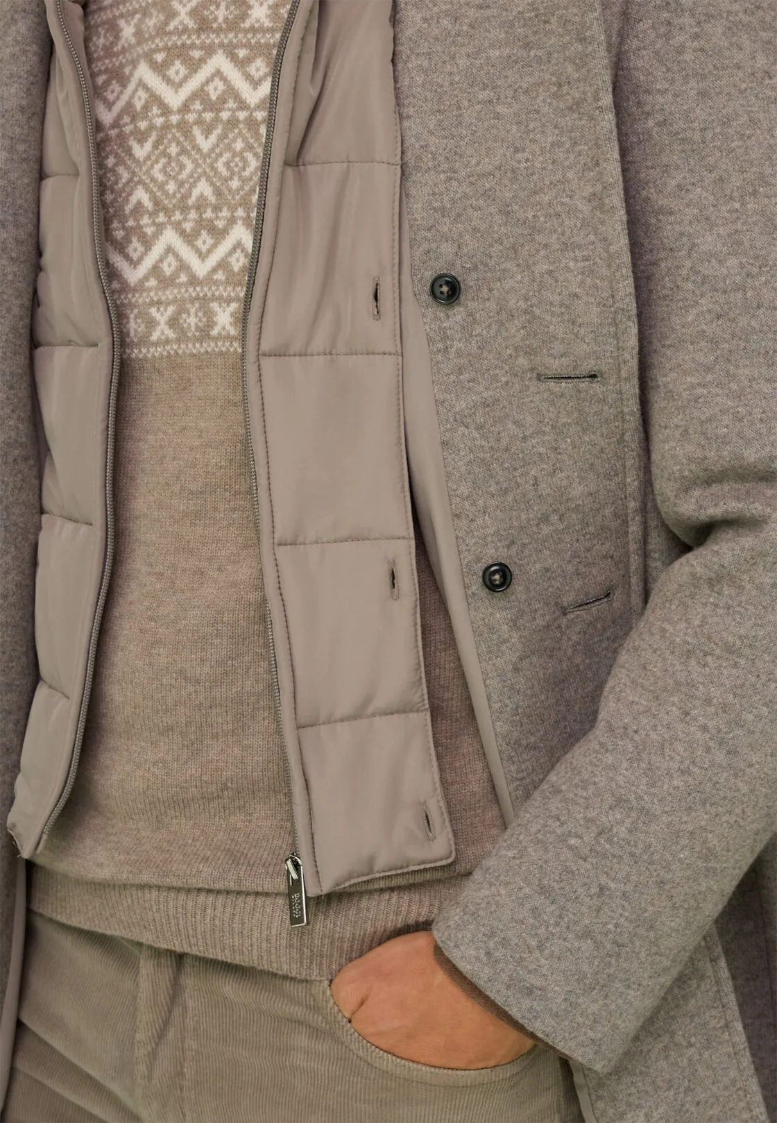 Boggi, Cappotto In Misto Lana B Jersey, Uomo, Taupe, Taglia: 44 - immagine 5