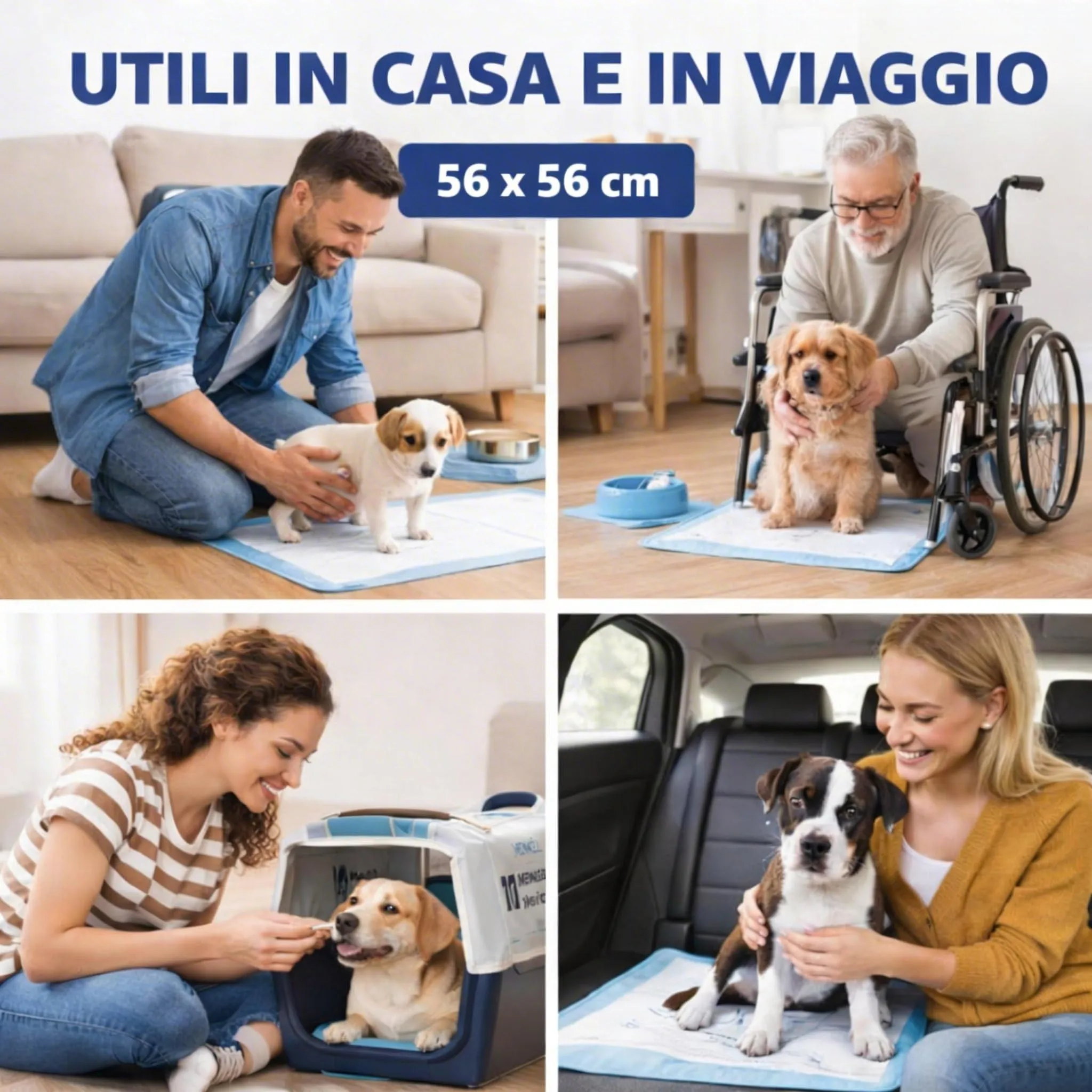 200 Traversine Cani Igieniche 60x60 cm – 5 Strati Super Assorbenti con Gel, Asciugatura Rapida, Senza Perdite, E Inodore per Cuccioli e Cani Anziani, Casa e Auto - immagine 3